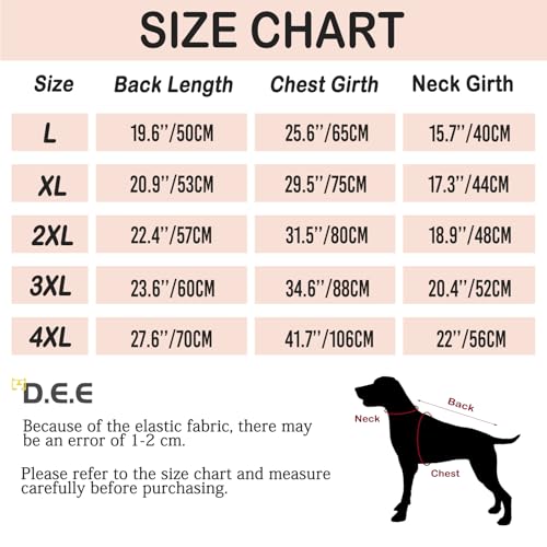 D.E.E Dog Pajamas Large Dog Clothes pjs XL Dogs Shirt Full Coverage Tie Dye Dog Onesie Dog Jumpsuits 4 Legs Girl Boy