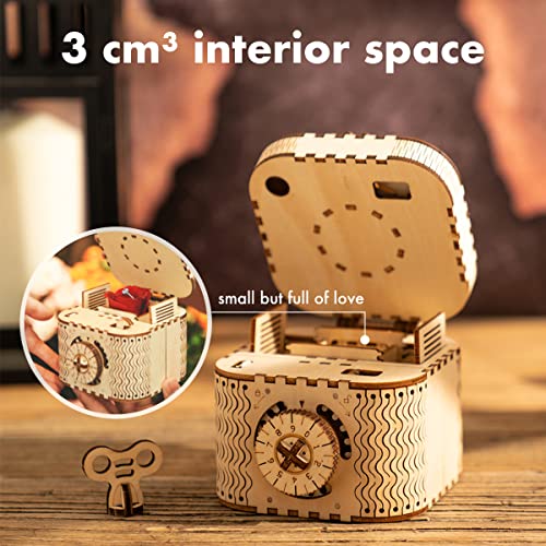 RoWood 3D Wooden Puzzle Treasure Box Model Kits for Adults to Build, Puzzle Box Combination Lock Mechanism