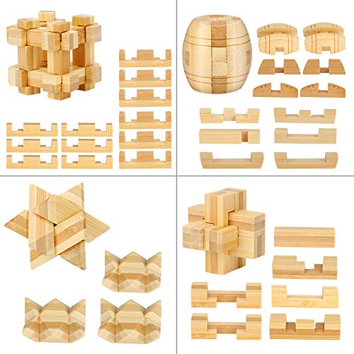 Yideng Brain Teasers Metal Puzzle & Wooden Puzzle Set IQ Test Mind Game Toys 3D Metal Wire Puzzles Magic Trick Educational Intelligence Puzzles Toy Jigsaw Puzzle for Kids Students Adults (20pcs)