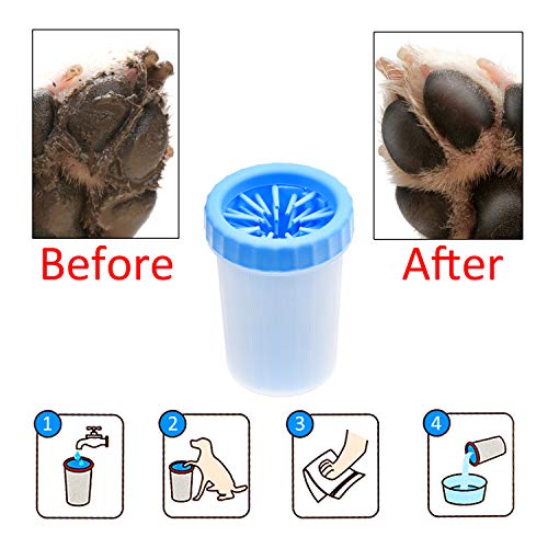 Kare & Kind Dog Paw Cleaner - Portable Washer Pet Cleaning Brush for Bathing and Grooming - Removes, Dirt, Mud, Debris - Soft Silicone Bristles Gentle for Pets - Also Includes Microfiber Cloth