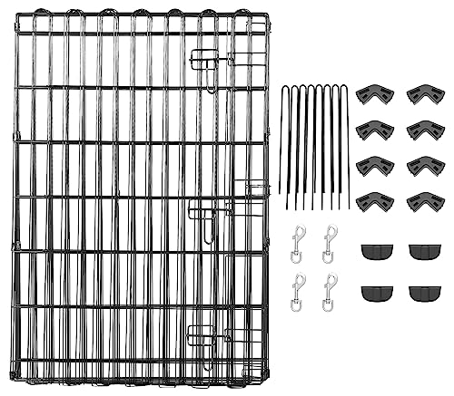 Amazon Basics - Foldable Octagonal Metal Dog Pen/Puppy Pen/Playpen Indoor for Dogs and Pets, With door, 91 cm high, Black