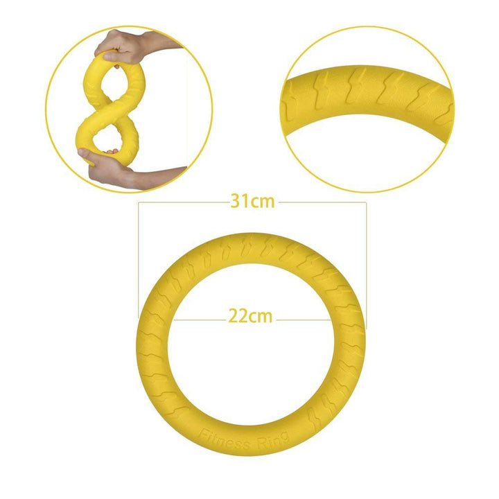 SaPeal Pack of 2 Dog Toys Ring Water Floating, Outdoor Fitness Flying Discs, Tug of War Interactive Training Ring for Dogs (2 Size,Yellow