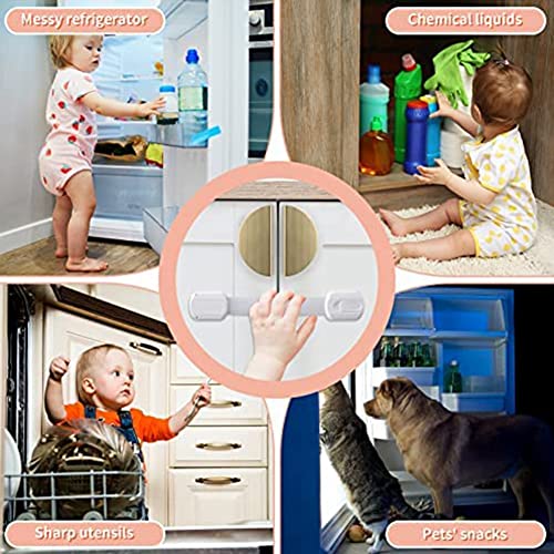 WETPET Safety Strap Locks for Fridge,Cabinets and More,Toilet Adjustable Strap,No Drilling Required,Easy Installation 6 Pack