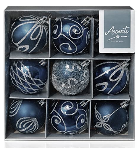 Midnight Blue Plastic Christmas Baubles