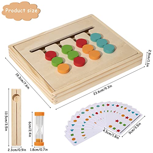 Montessori Sorting Toy, Toddler Logic Puzzle Game, Wood Educational Learning Color Matching Toys with Sand Timer for 2 3 4 5 Year Old Boys Girls Birthday