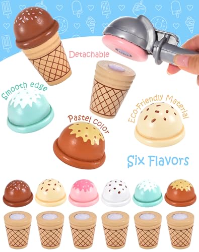 Wooden Ice Cream Toys Kids Pretend Play Store Toys