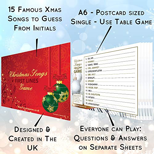 Christmas Songs First Letters Quiz Cards