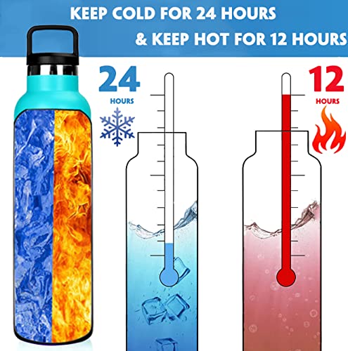 XACIOA Water Bottle Stainless Steel with Straw -for Hot/Cold Drinks 500/750/1000ml Vacuum Insulated Flask Leak Proof Drink Bottle,BPA Free - with 2 Replacement Lid and Straw Brush