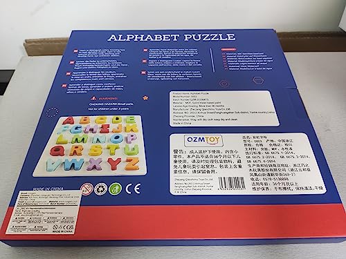 Wooden Alphabet Puzzle ABC Letters Peg Board Knob Montessori Jigsaw Blocks Early Learning Educational Toy Gift for 1 2 3 Year Old Toddler Baby Kids
