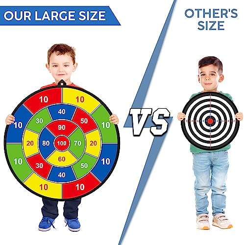 29 Inches Kids Dart Board Set,Double Sided Dart Board with 12 Sticky Balls,6 Darts,Indoor & Outdoor Party Games Toys Gifts for 3 4 5 6 7 8 9 10 11 12+ Year Old Boys Girls and Adult