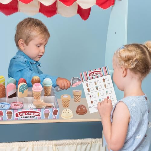 Wooden Ice Cream Toys Kids Pretend Play Store Toys