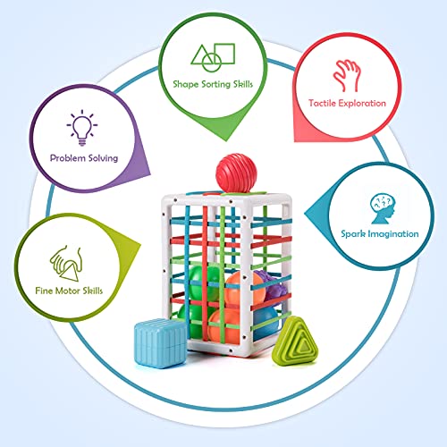 Sensory Activity Cube Montessori Shape Sorter Toy