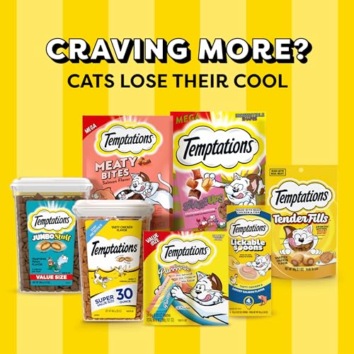 TEMPTATIONS Classic Crunchy and Soft Cat Treats Feline Favorite Variety Pack, 3 oz. Pouches,4 Count