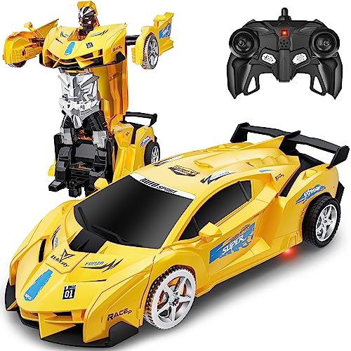 SIMPIM Remote Control Car Kids, Toys for 3-10 Year Old Boys,360° Rotating,RC Stunt Car, 4WD 2.4 Ghz Remote Control Car, Transform Robot Birthday Gift Age 3 4 5 6 7 8-12 Year Old Boys Girls