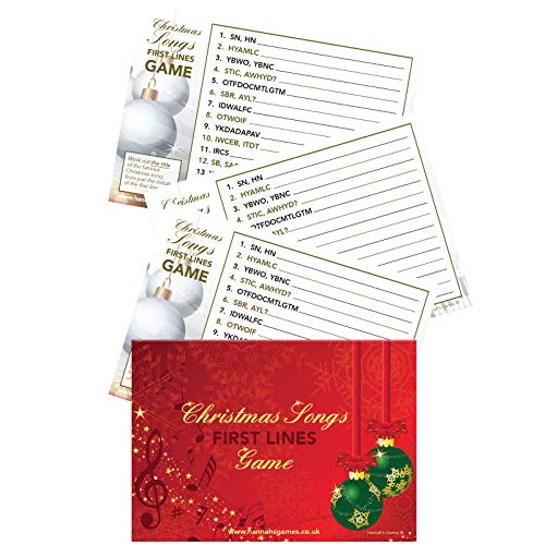 Christmas Songs First Letters Quiz Cards