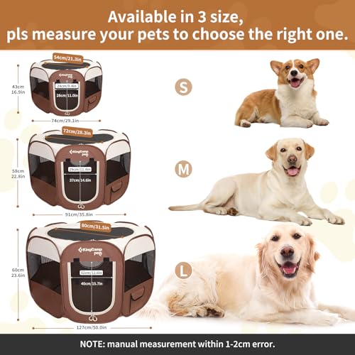 KingCamp Portable Dog Playpen, Puppy Playpen for Small Dogs and Foldable Pet Playpen Dog Tent with Carrying Case Indoor Outdoor Removable Zipper Bottom, 29.1" x 29.1" x 16.9"