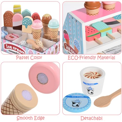 Wooden Ice Cream Toys Kids Pretend Play Store Toys