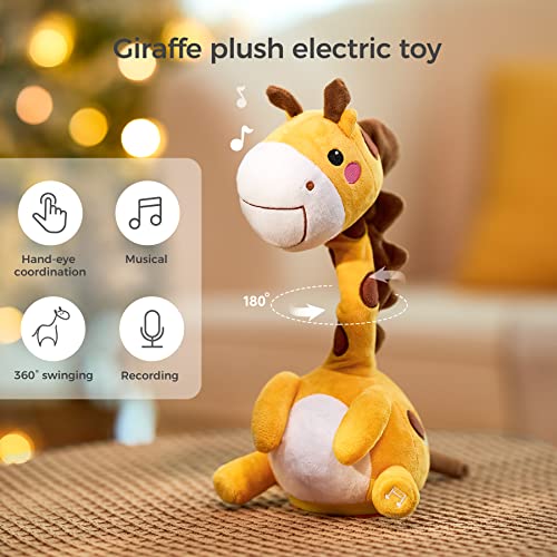 TUMAMA KIDS Baby Soft Toy 12 month Talking Dancing Giraffe Toys Plush Giraffe Toy with Record & Repeating Baby Musical Toy