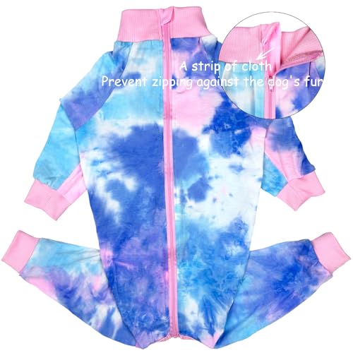 D.E.E Dog Pajamas Large Dog Clothes pjs XL Dogs Shirt Full Coverage Tie Dye Dog Onesie Dog Jumpsuits 4 Legs Girl Boy