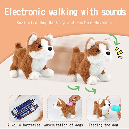 Sotodik 15PCS Electronic Vet Set for Kids,Walk and Bark Little Dog Pretend Play Doctor Playset Pet Care Roleplay Early Educational Toys for Boys Grils Toddler 2 3 4 5 6 Years Old Gift