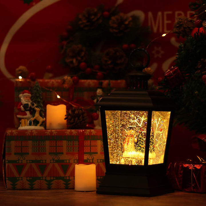 Lighted Snowman Christmas Lantern with Timer