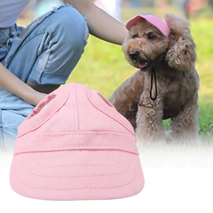 Dog Baseball Cap Cat Baseball Cap Pet Outdoor Cap Sunbonnet Fashionable Sun Cap Adjustable Stripe Summer Travel Hat with Ear Holes (M-Pink)