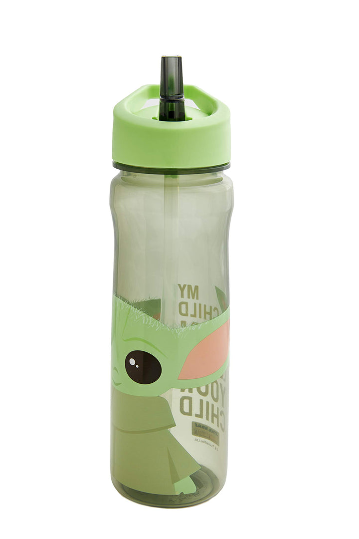 Star Wars Mandalorian 600ml Kids Water Bottles With Straw – Official Grogu Baby Yoda Merchandise by Polar Gear – Reusable, BPA Free & Recyclable PP Kids Water Bottle