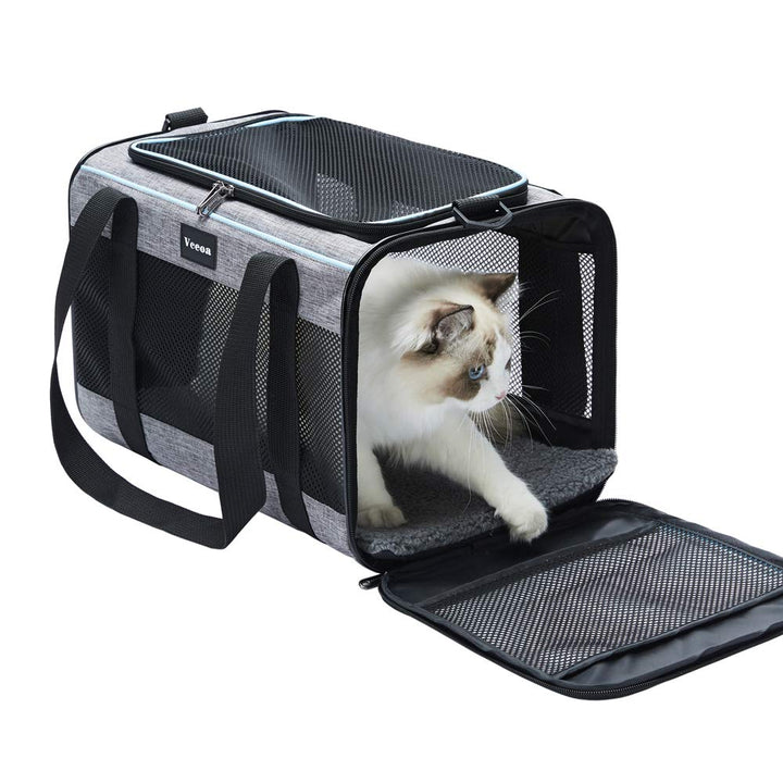 Vceoa 19x12x12 Inches Cat, Dog Carrier for Pets Up to 22 Lbs, Soft-Sided Cat Bag Animal Carriers Travel Puppy Carry