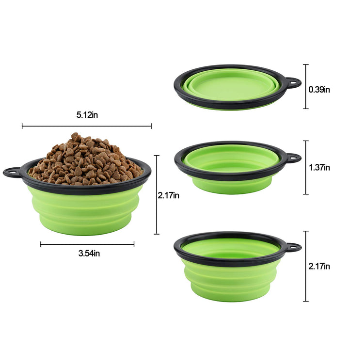 SOSPIRO 2Pcs Collapsible Dog Bowl with Lid 450ML Portable Pet Feeding Watering Travel Bowl Foldable Silicone Pet Bowl for Small Pets Dogs Cats Travel Camping Walking