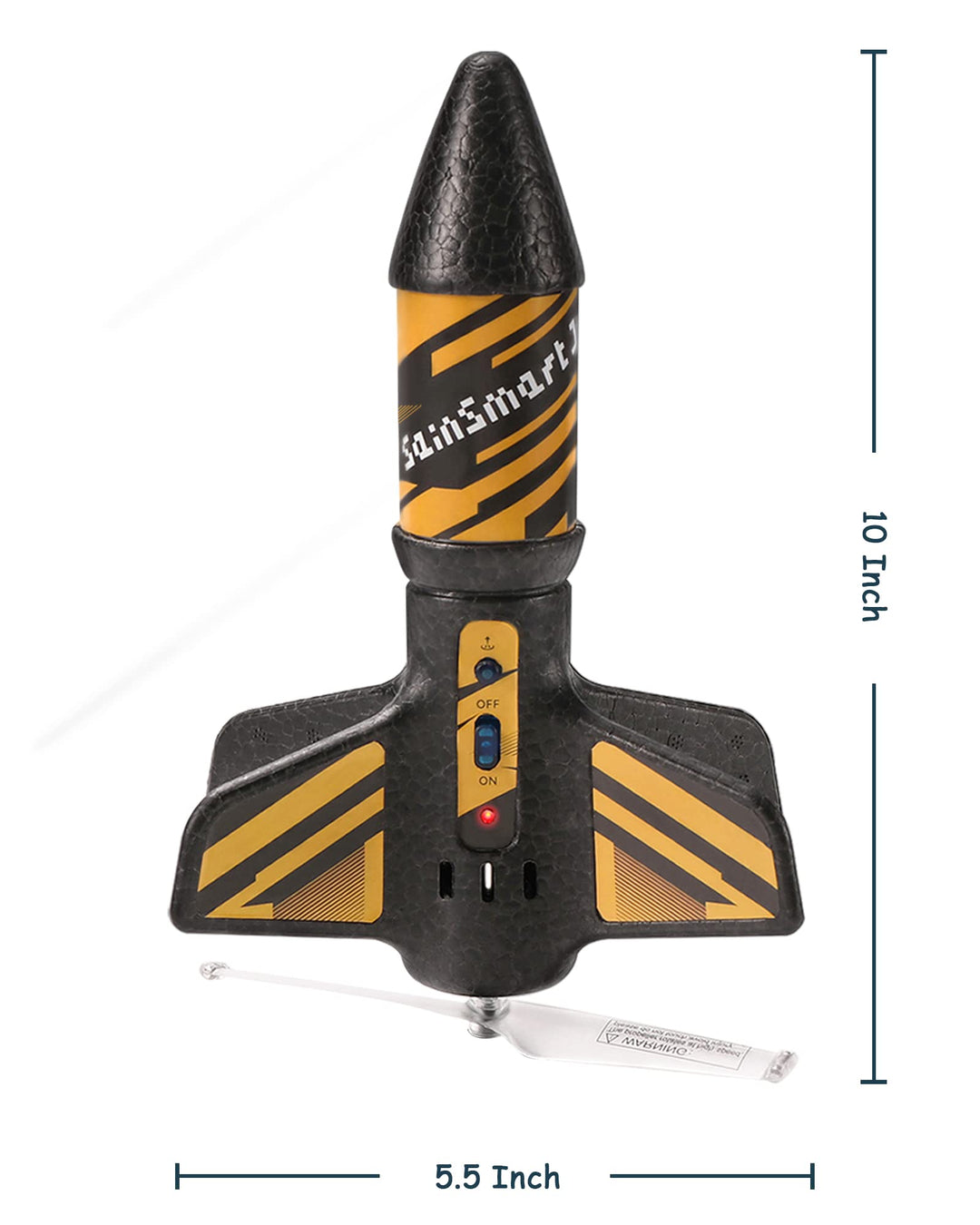 SainSmart Jr. Rocket Launcher for Kids, 200 Feet of Flight Altitude, Motorized Air Rocket with Parachute, Self-Launching Outdoor Toy with Safely Land, Black