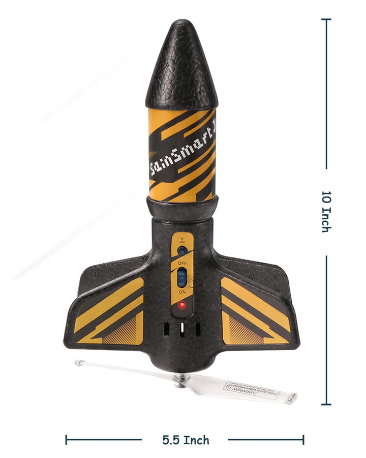 SainSmart Jr. Rocket Launcher for Kids, 200 Feet of Flight Altitude, Motorized Air Rocket with Parachute, Self-Launching Outdoor Toy with Safely Land, Black