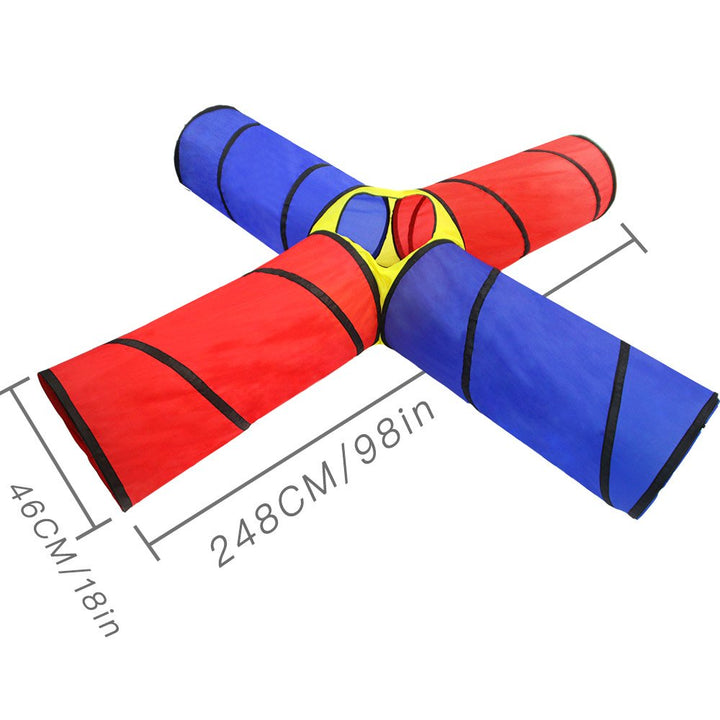 Meero London Kids Play Tunnels,4 Ways Indoor Outdoor Crawl Through Tunnel For Kids Dog Toddler Babies Children-Red & Blue