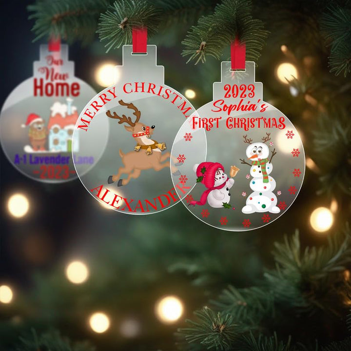 Personalised Snow Couple Christmas Bauble
