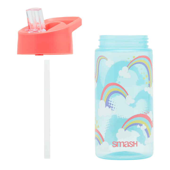 Water Bottle 450ml -Light Blue Rainbow Design