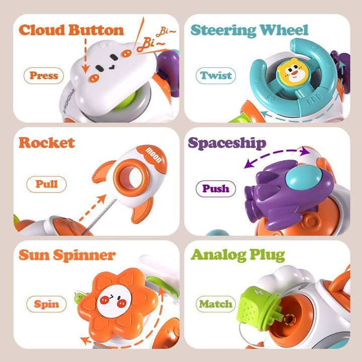 Montessori Sensory Toys for Toddlers 1-3 - Travel Activities Busy Board Cube