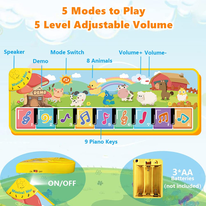 Baby Musical Mats with 25 Music Sounds, Musical Toys Child Floor