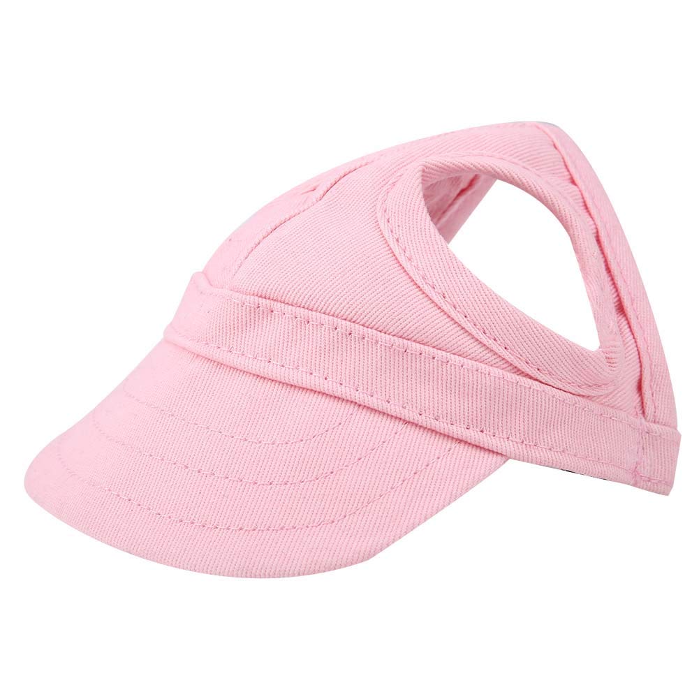 Dog Baseball Cap Cat Baseball Cap Pet Outdoor Cap Sunbonnet Fashionable Sun Cap Adjustable Stripe Summer Travel Hat with Ear Holes (M-Pink)