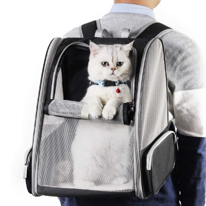 Texsens Innovative Traveler Bubble Backpack Pet Carriers for Cats and Dogs (Grey)