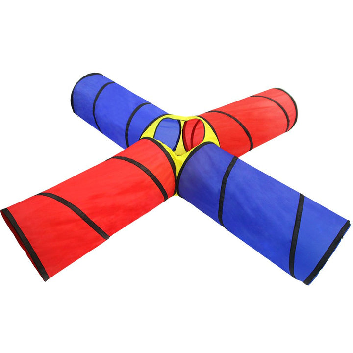 Meero London Kids Play Tunnels,4 Ways Indoor Outdoor Crawl Through Tunnel For Kids Dog Toddler Babies Children-Red & Blue