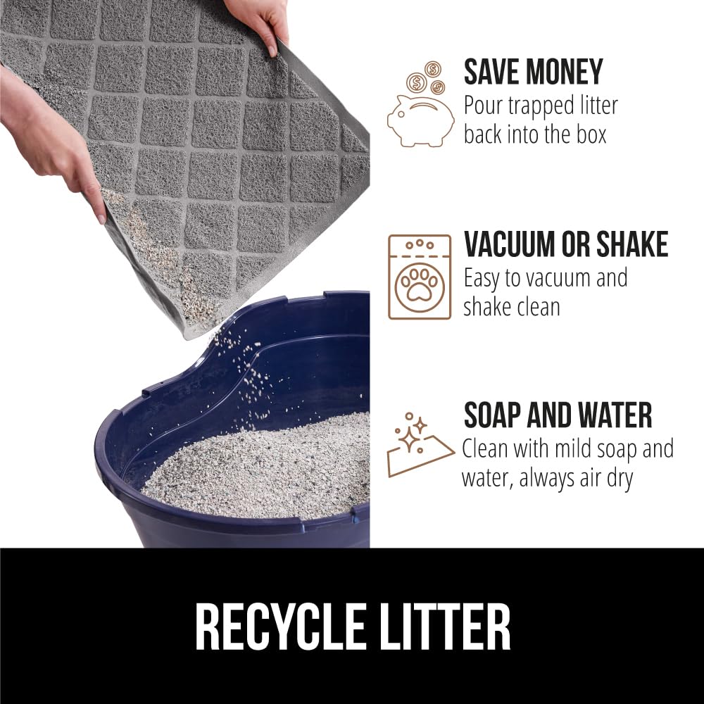 The Original Gorilla Grip Water Resistant Cat Litter Box Trapping Mat 35x23, Easy Clean