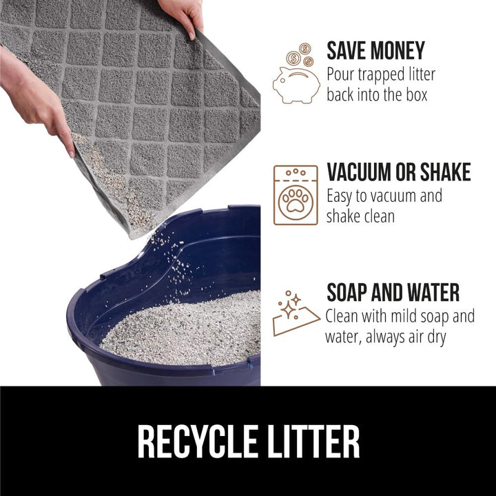 The Original Gorilla Grip Water Resistant Cat Litter Box Trapping Mat 35x23, Easy Clean