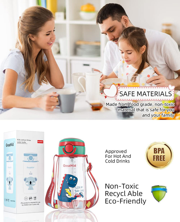 Bunnytoo Kids Water Drinking Bottle,BPA Free Leak Proof 500ml Drinking Bottle,Straw Water Bottle Tritan Sports Water Bottle for Kids