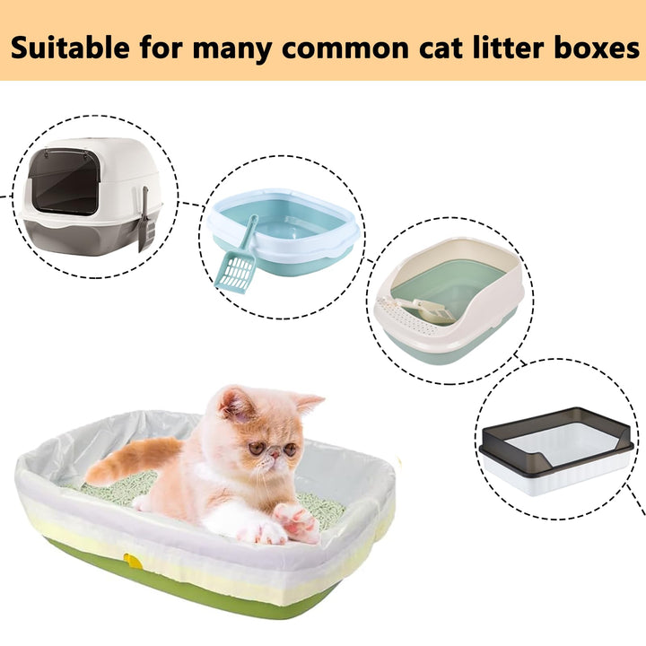 30Pcs Cat Litter Tray Liners - Cat Litter liners with Drawstring Scratch Resistant and Leak Proof Cat Litter Bags Heavy Duty Cat Litter Liners Bags for Medium Pet Cat Litter Box Liners(45X79CM)