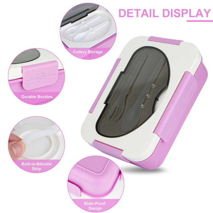 Purple 5-Compartment Reusable Bento Lunch Box