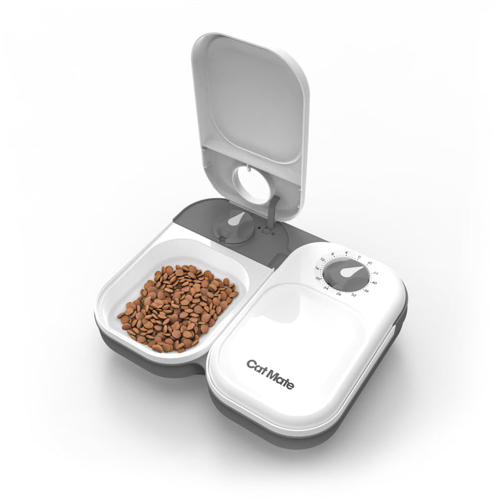 Cat Mate C200 2 Meal Automatic Pet Feeder with Timer and Ice Pack For Cats And Small Dogs, For use with Wet and Dry Food - White