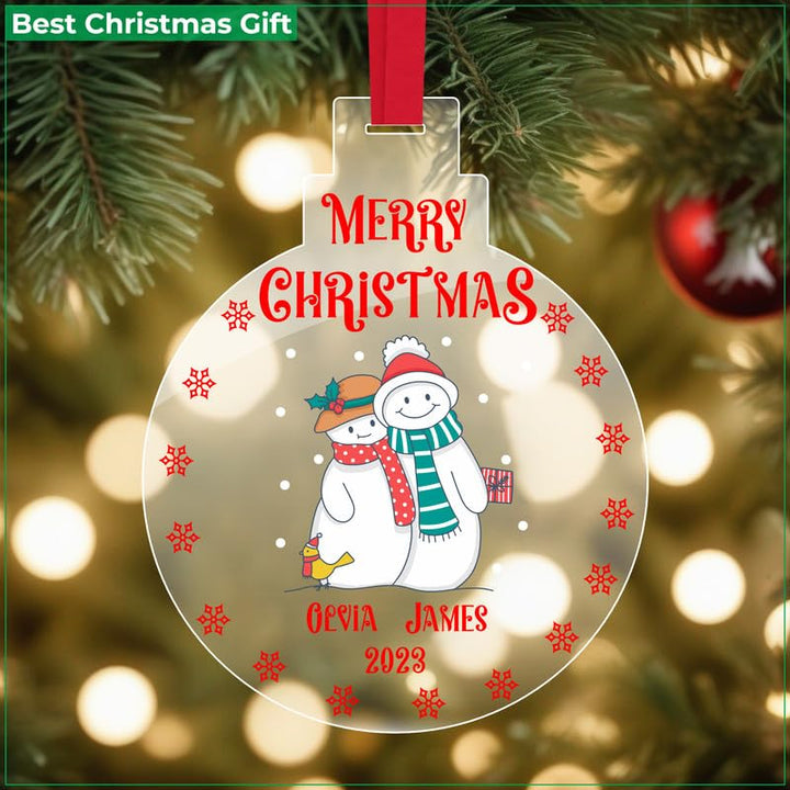 Personalised Snow Couple Christmas Bauble