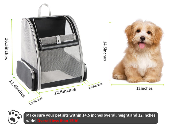 Texsens Innovative Traveler Bubble Backpack Pet Carriers for Cats and Dogs (Grey)