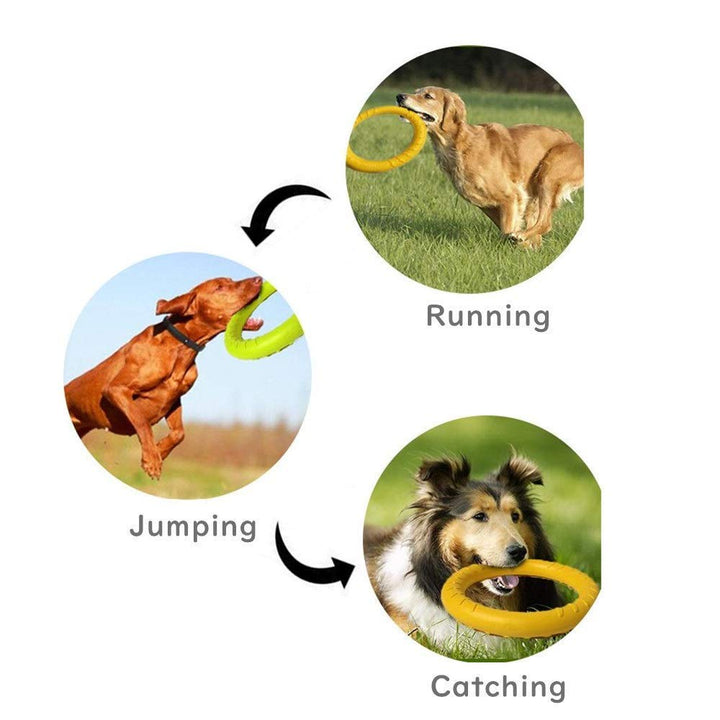 SaPeal Pack of 2 Dog Toys Ring Water Floating, Outdoor Fitness Flying Discs, Tug of War Interactive Training Ring for Dogs (2 Size,Yellow