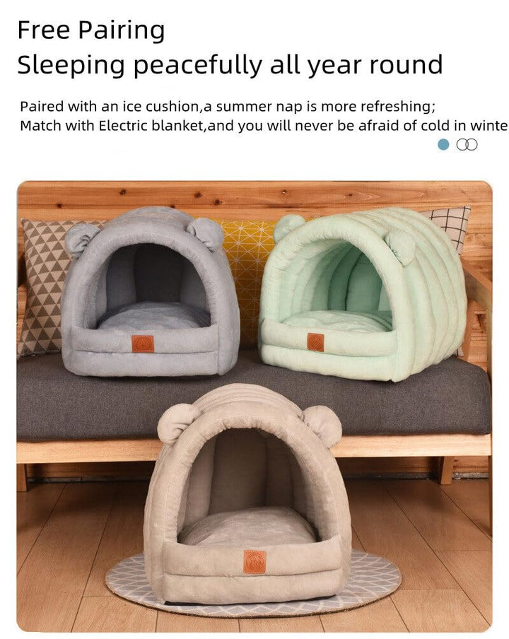 Dog House Enclosed Warm Cat House Comfortable Large Space Pet Bed House,13.7 * 12.9 * 10.6 Inches