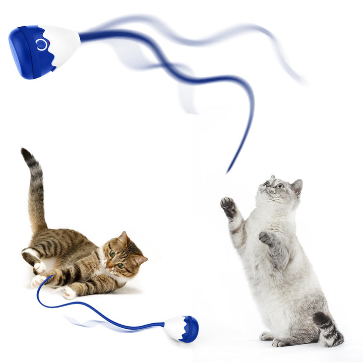 Petcronies Cat Wand Toy, Automatic Silicone Tail Teaser Toy 2 in 1, Electronic Interactive Toy for Indoor Cats